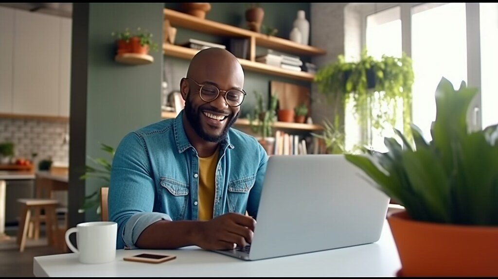 A patient joining a video appointment from home